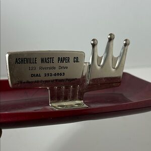 Red and Silver vintage never used “retro” style ashtray.